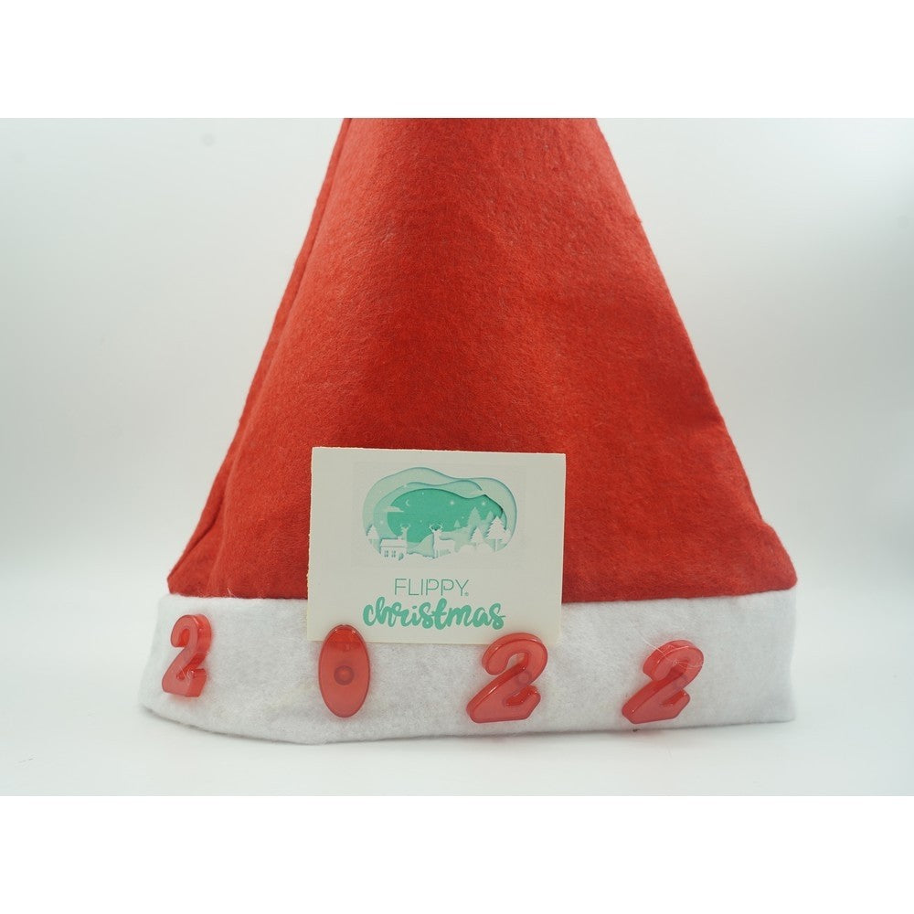Caciulita de Mos Craciun,Vivimall, cu inscriptie 2022 si led, rosie, marime universala, poliester - vivimall.ro