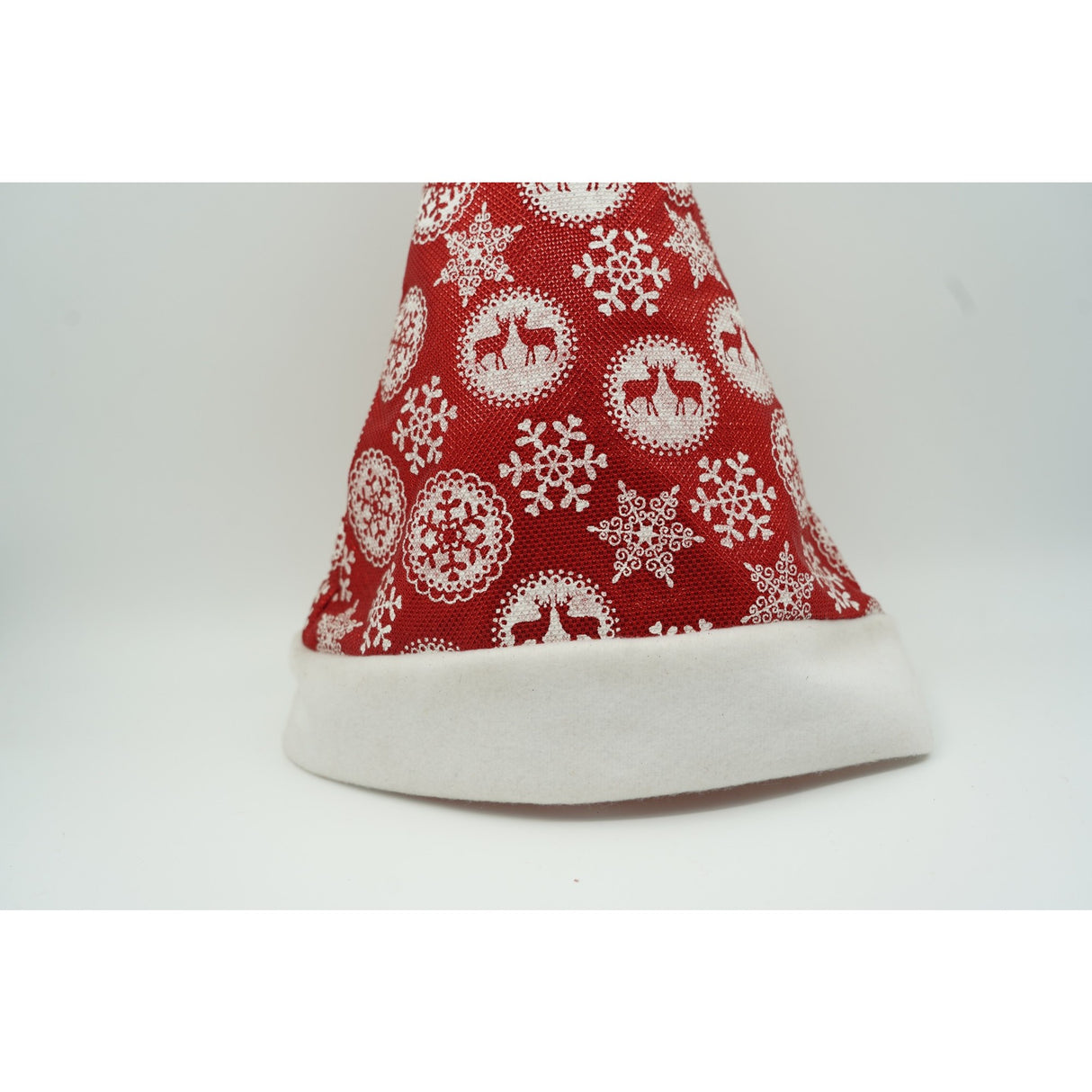 Caciulita de Mos Craciun, Vivimall,cu ornament fulg de nea si sclipici, rosie, marime universala, material textil - vivimall.ro