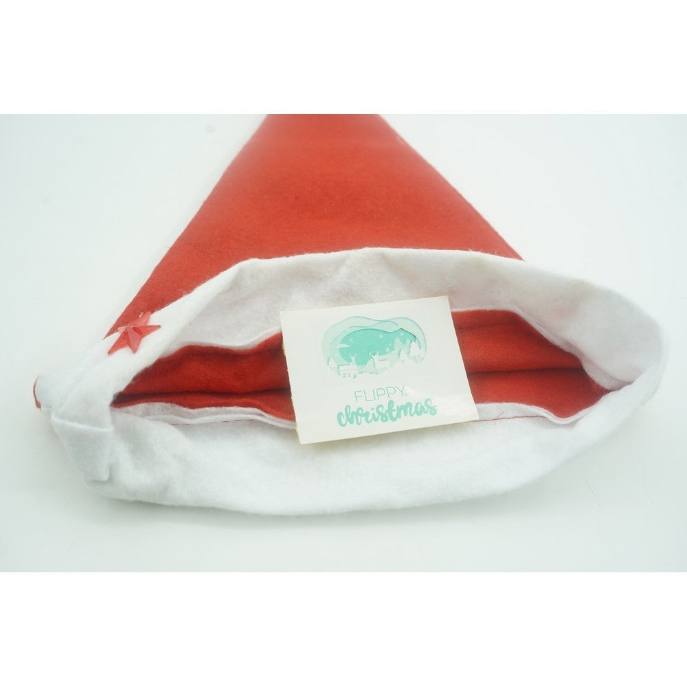 Caciulita de Mos Craciun,Vivimall, cu stele ,led si muzica, rosie, marime universala, poliester - vivimall.ro