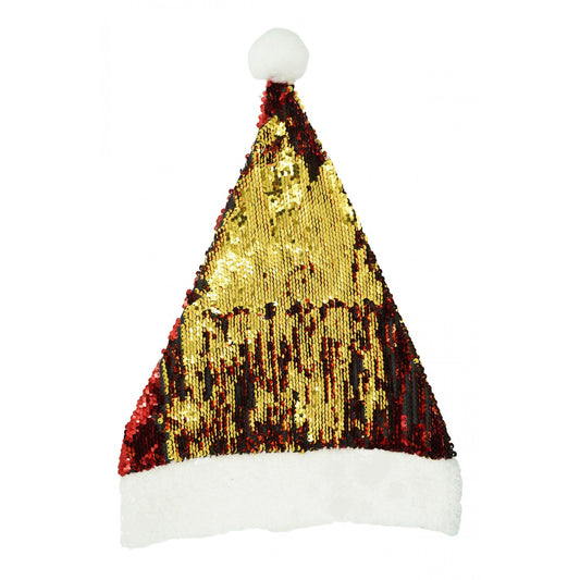Caciulita de Mos Craciun, Flippy,cu strasuri, in 2 culori, rosie - aurie, marime universala, material textil - vivimall.ro