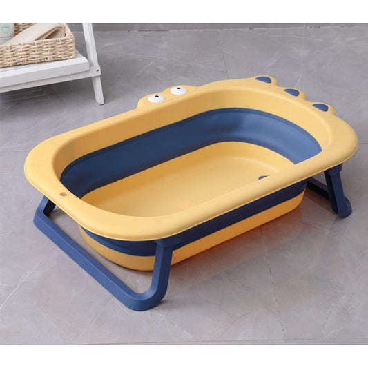 Cada Pliabila Pentru Baie, Din Pp+Tpr, Pentru Copii 0-6 Ani, Model Crocodil, Dop De Scurgere, 80X54X21 Cm, Galben/Albastru - vivimall.ro