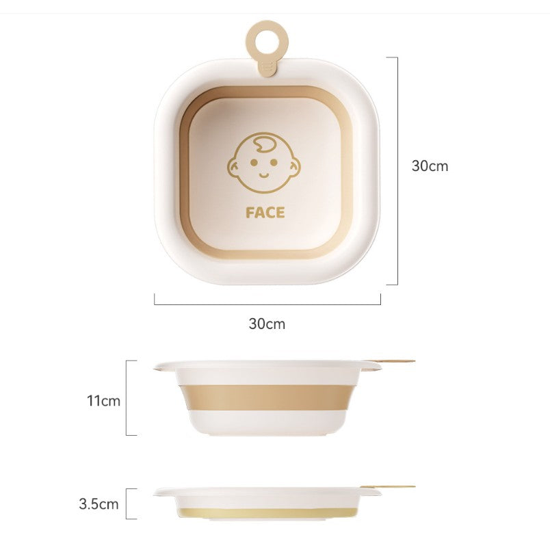 Cada Pliabila pentru Baie pentru Copii, Vivimall, Cadita pentru Bebelusi, Model Patrat pentru Fata, Maro, 30x30x3.5 cm, 3.5 L - vivimall.ro