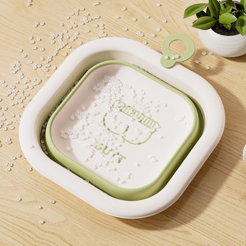 Cada Pliabila pentru Baie pentru Copii, Vivimall, Cadita pentru Bebelusi, Model Patrat pentru Fundulet, Verde, 30x30x3.5 cm, 3.5 L - vivimall.ro