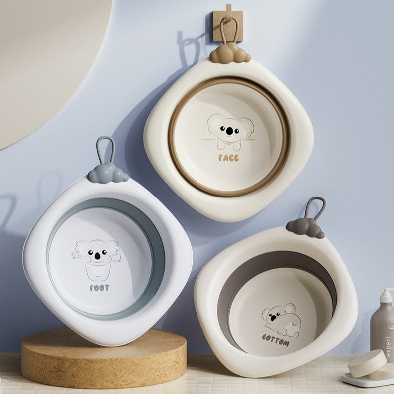 Cada Pliabila pentru Baie pentru Copii, Vivimall, Cadita pentru Bebelusi, Model Romb pentru Picioare Koala, Gri, 30x30x3.5 cm, 4L - vivimall.ro