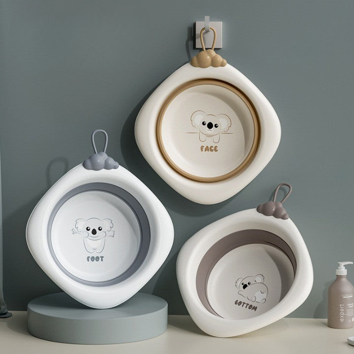 Cada Pliabila pentru Baie pentru Copii, Vivimall, Cadita pentru Bebelusi, Model Romb pentru Picioare Koala, Gri, 30x30x3.5 cm, 4L - vivimall.ro