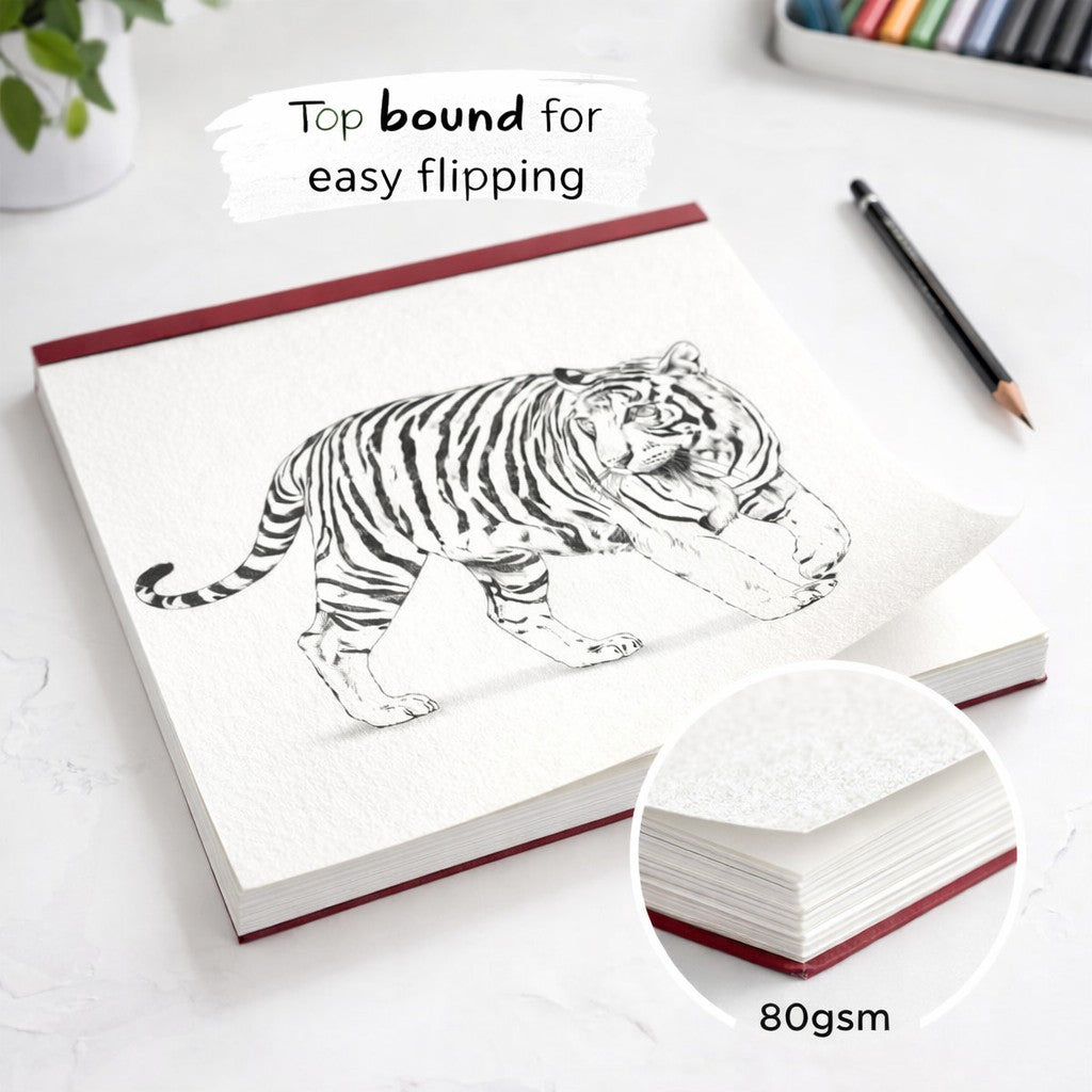 Caiet Schite Perfect Bound, Flippy, 50 File Hartie, 28 x 35,5 cm, Coperta Carton, Visiniu - vivimall.ro