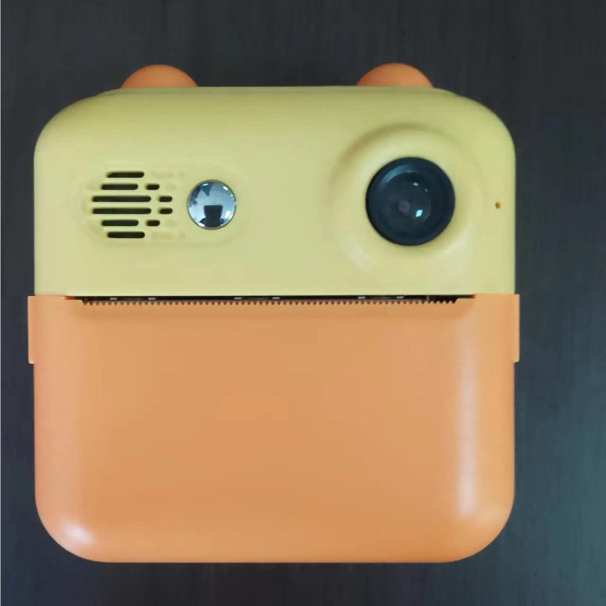 Camera Instantanee pentru Copii, Vivimall, cu Functie de Printare, Cablu USB-C, Bluetooth, compatibil iOS/Android, Imprimare APP, Model Urechi, Snur Subtire Inclus, Portocaliu - vivimall.ro