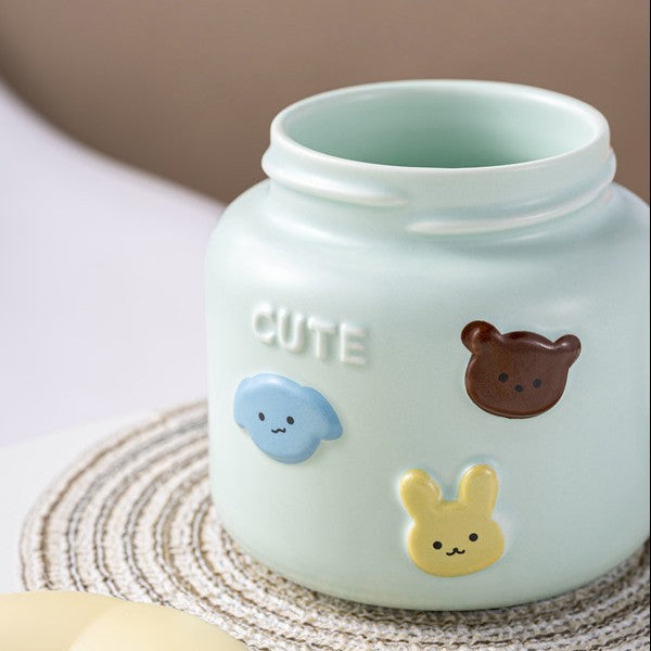 Cana pentru Copii, Vivimall, din Portelan, print Figurine Animalute, Model CUTE, Cana cu Capac, Ceasca pentru Cafea, Ceai, 400ml Albastru deschis - vivimall.ro