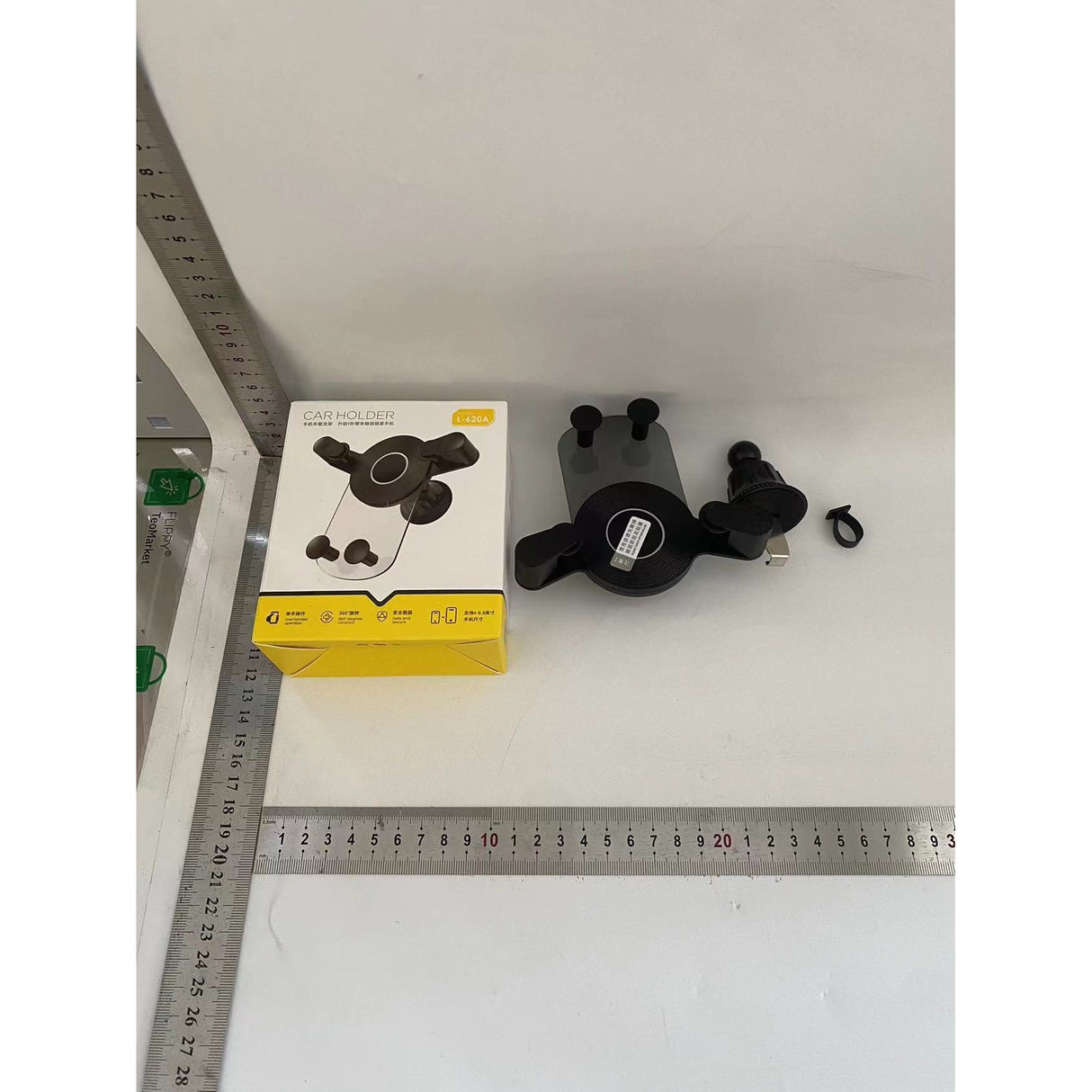 Suport Auto de Telefon, Vivimall, pentru Ventilatie, din ABS, cu Clipsuri, Rotativ, 12x9.5x12 cm, Negru-Transparent - vivimall.ro