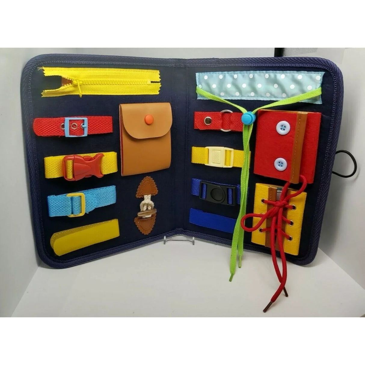 Carte Senzoriala Educativa Montessori, Vivimall, Dezvoltare Abilitati Motorii, 2 Pagini, 28x22x3 cm, Albastru