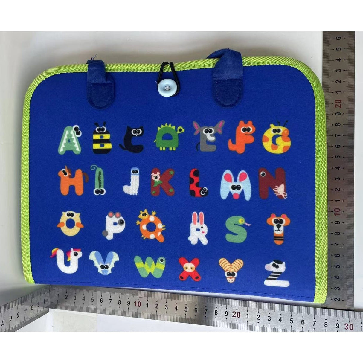 Carte Senzoriala Educativa Montessori, Vivimall, Dezvoltare Abilitati Motorii, 3 Pagini, Model Alfabet, 28x25x4 cm, Albastru