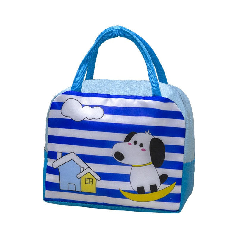 Geanta Termoizolanta Pentru Copii, 23X13X19 Cm, Model Imprimeu Catel, Din Folie De Aluminiu Si Panza Oxford, Albastru/Alb - vivimall.ro