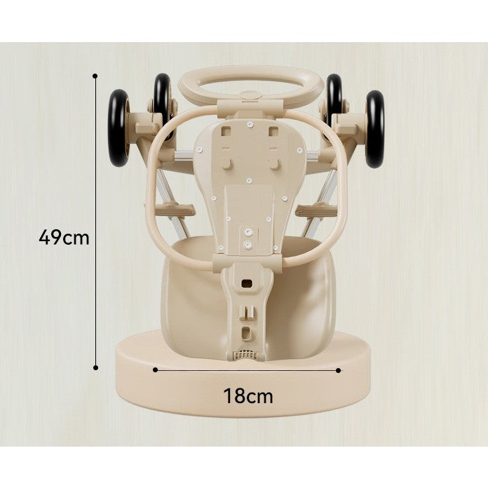 Carucior Pliabil, Vivimall, 1-3 Ani, Reversibil, 4 Roti, Parasolar, din Aliaj de Aluminiu + Plastic + Textil, 52 x 42 x 90 cm, Bej