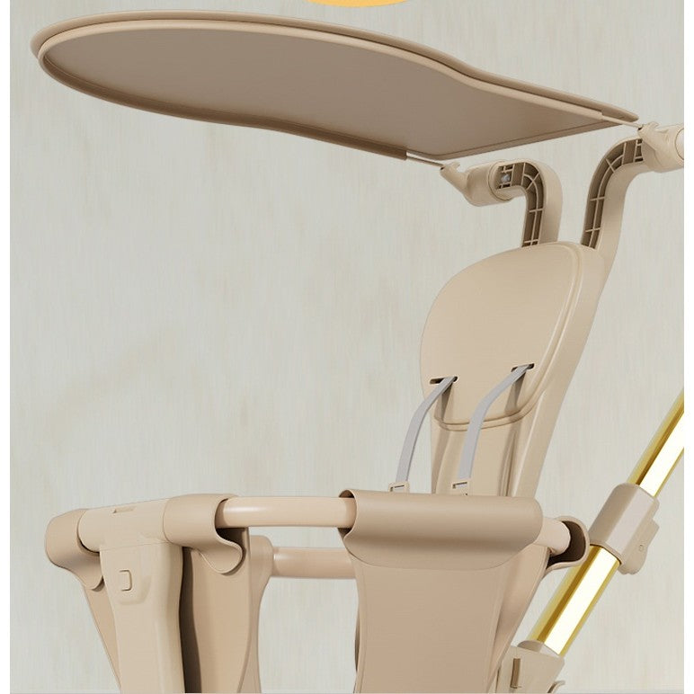 Carucior Pliabil, Vivimall, 1-3 Ani, Reversibil, 4 Roti, Parasolar, din Aliaj de Aluminiu + Plastic + Textil, 52 x 42 x 90 cm, Bej