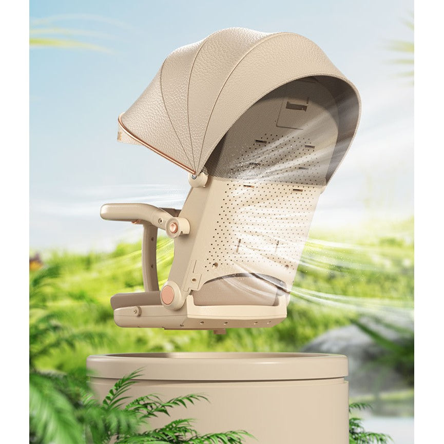 Carucior Sport Vivimall 3in1, 6-36 Luni, Pliabil, Tavita pentru Masa, Pat de Dormit, Centura de Siguranta, Roti 360 Grade, Reversibil, Parasolar, Maner Reglabil, 64 x 35 x 100 cm, Gri/Verde