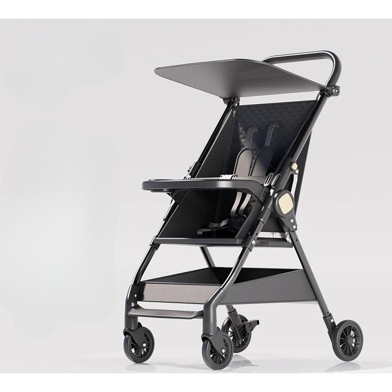 Carut Pliabil, Vivimall, Usor, Compatibil cu Avionul, de Plimbat/Dormit, Parasolar, Cutie Depozitare, Tabla de Masa, 93 x 70 x 40 cm, Negru