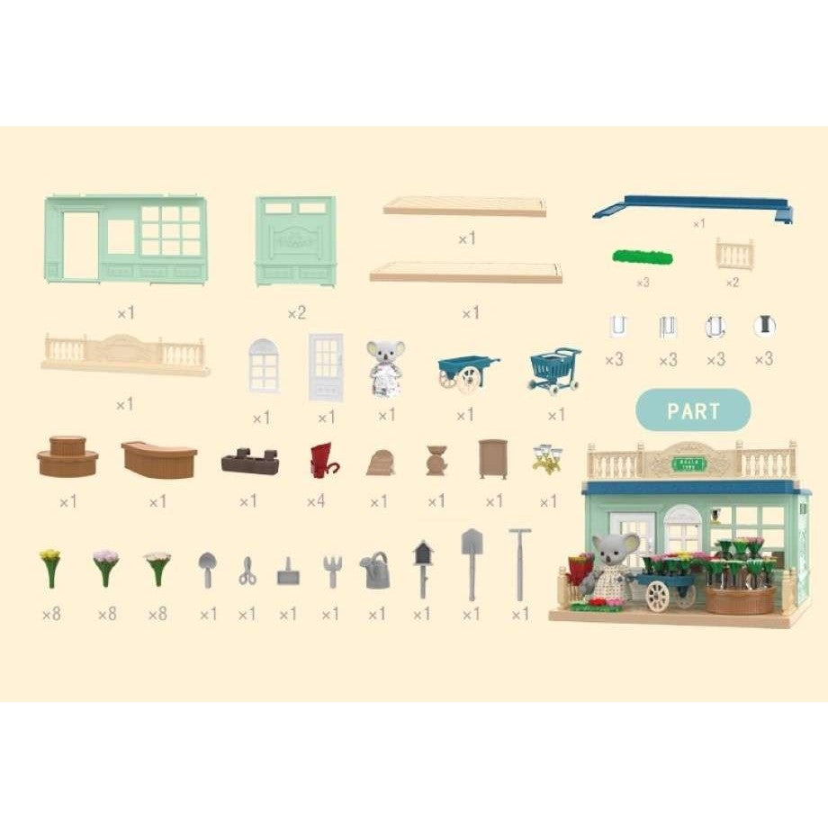 Casa de papusi, magazin cu flori, cu mobilier si figurine - vivimall.ro