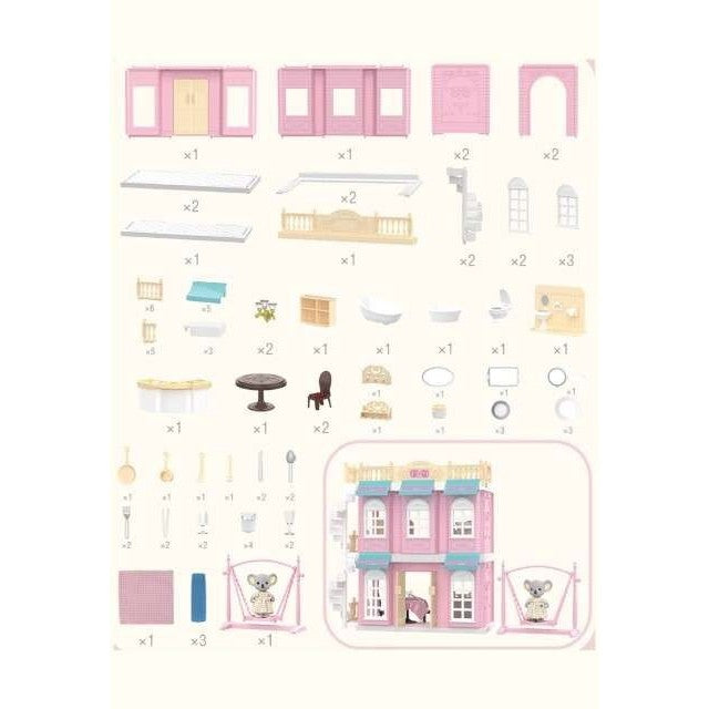 Casa pentru papusi cu baie si bucatarie, figurine si mobilier inclus - vivimall.ro