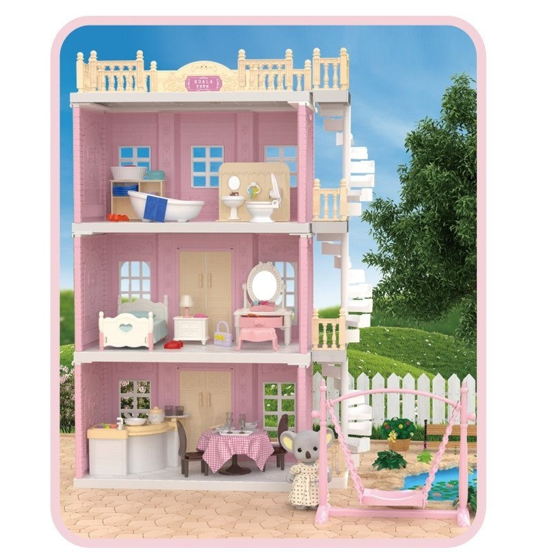 Casa pentru papusi cu baie si bucatarie, figurine si mobilier inclus - vivimall.ro