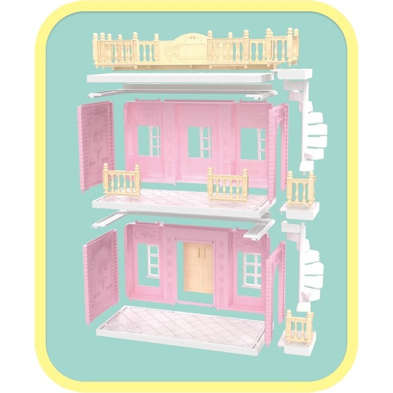 Casa pentru papusi cu baie si bucatarie, figurine si mobilier inclus - vivimall.ro