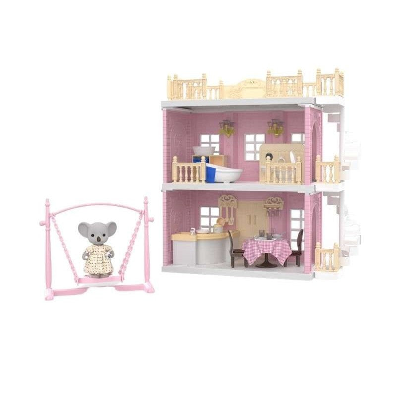 Casa pentru papusi cu baie si bucatarie, figurine si mobilier inclus - vivimall.ro
