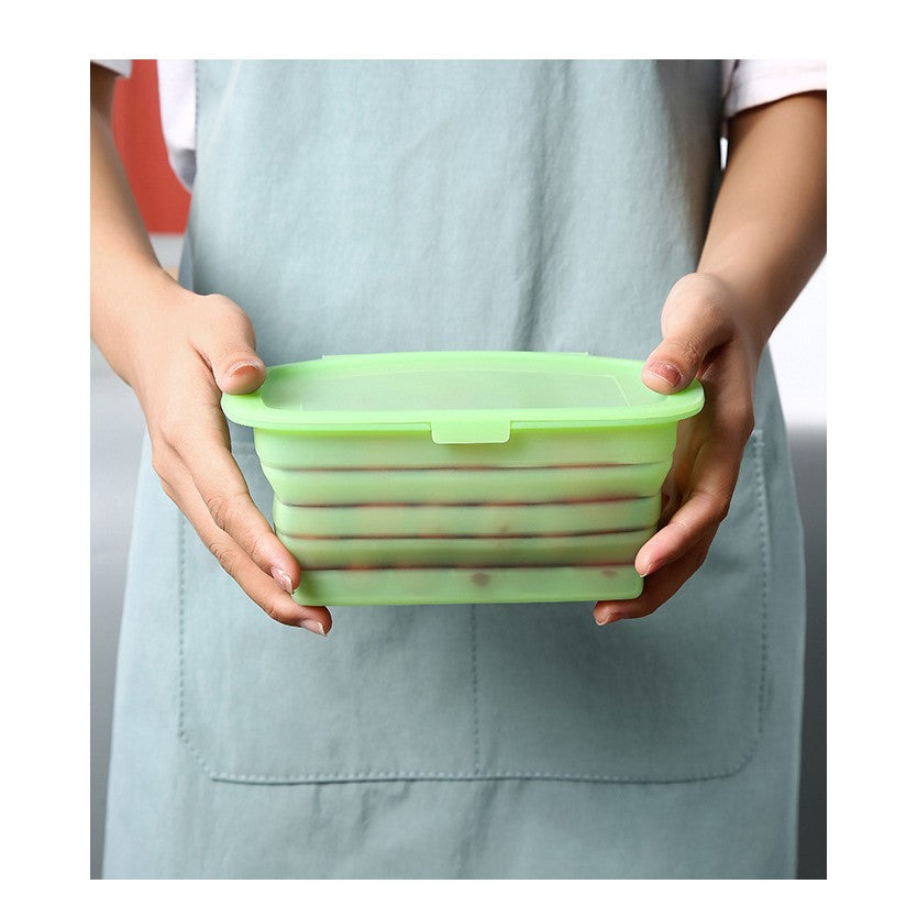 Caserola din Silicon, Vivimall, Pliabila, 1L, 18.8 x 8 x 11.5 cm, Rezistenta Temperaturi Extreme, Verde - vivimall.ro