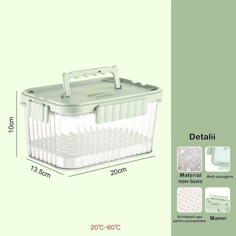 Caserola portabila pentru mancare fresh Vivimall, 1500 ml, 2 furculite,10 x 13.5 x 20 cm, 2 capace detasabile pentru congelator, etans, spatiu pentru tacamuri, maner, material plastic, rezistent la temperaturi ridicate, transparent - vivimall.ro