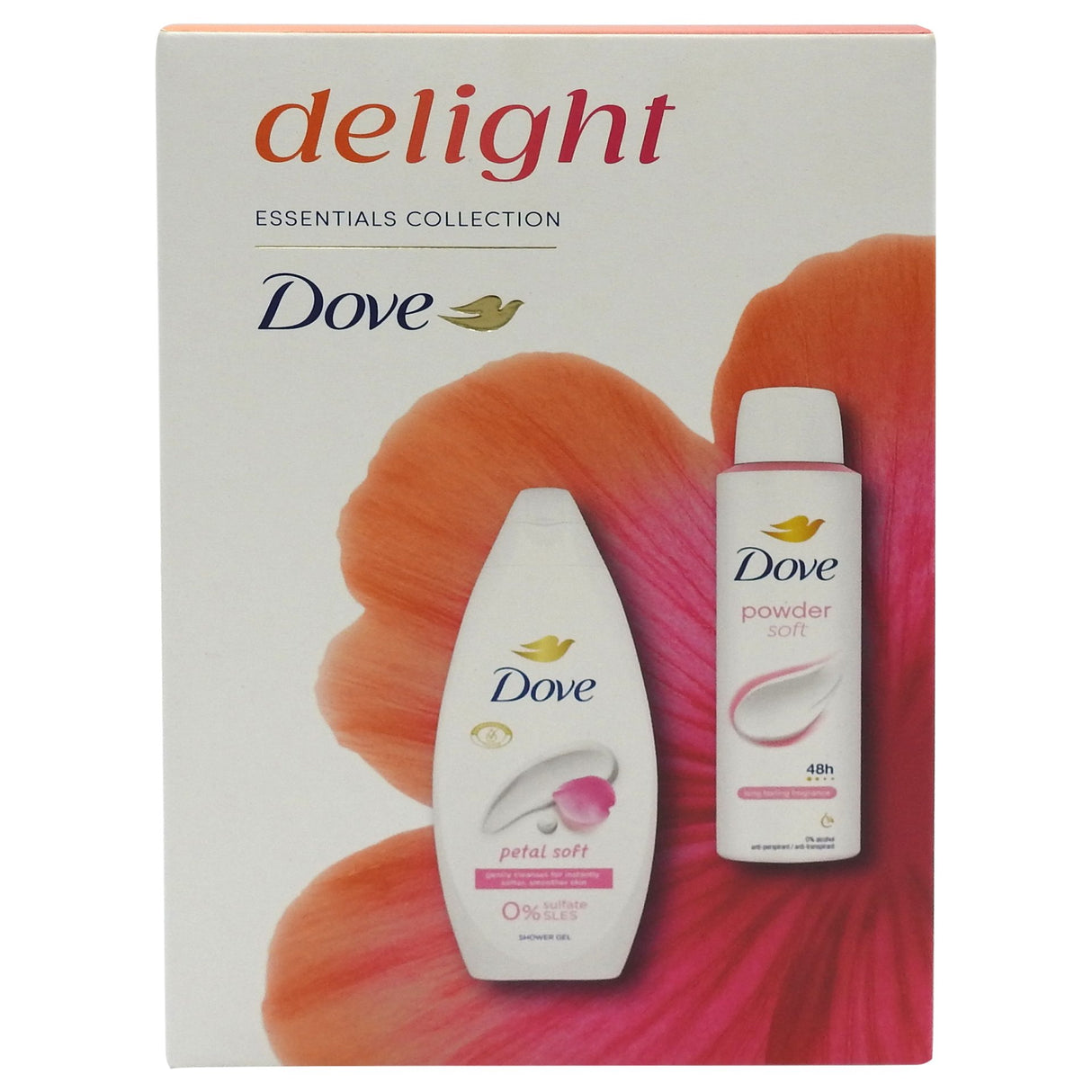Caseta Cadou, Dove, Gel de Dus 250 ml, Deo150 ml Delight Petal Soft
