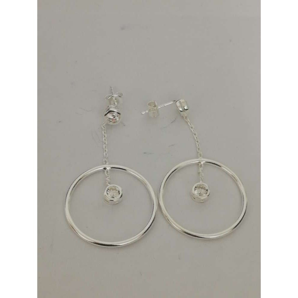 Cercei Argint 925 cu Lantisor si Cerc 23 mm - vivimall.ro