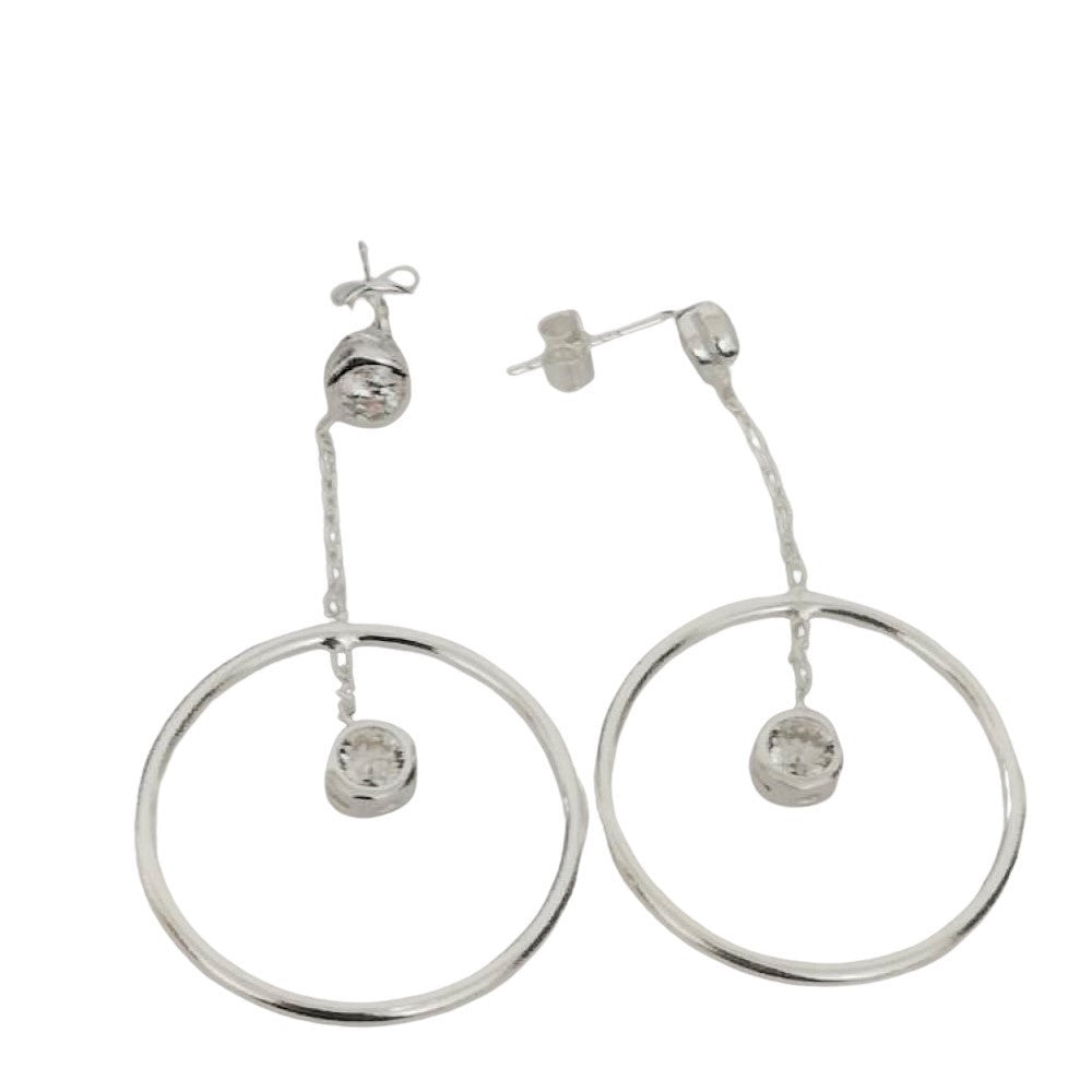 Cercei Argint 925 cu Lantisor si Cerc 23 mm - vivimall.ro