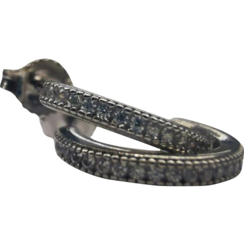 Cercei Argint 925 cu Zirconii, model Semicerc cu Surub - vivimall.ro