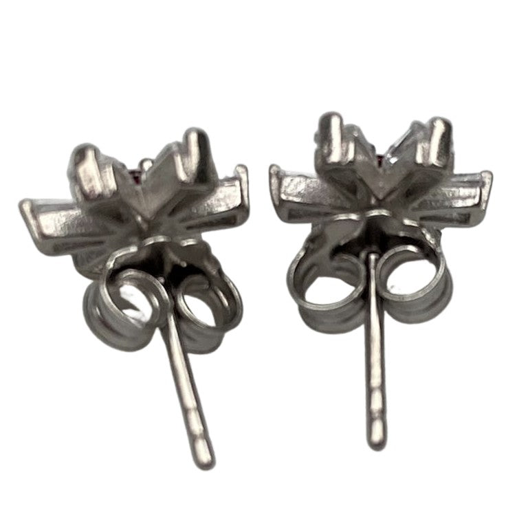 Cercei Argint 925, Floare cu Zirconii Rosii - vivimall.ro