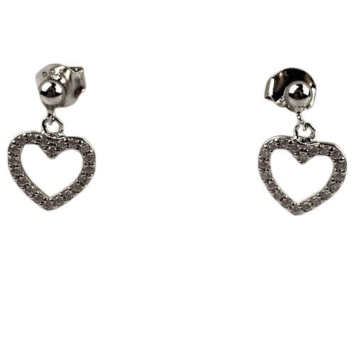 Cercei Argint 925, Inima Conturata cu Minizirconii - vivimall.ro