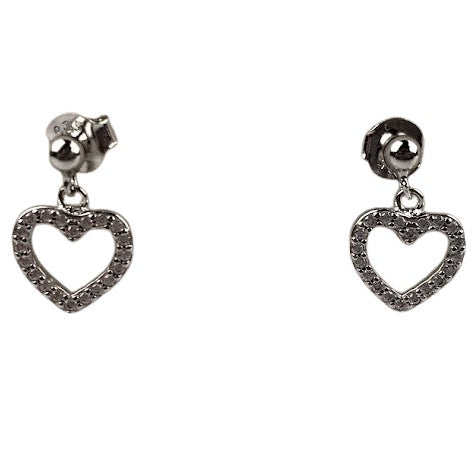 Cercei Argint 925, Inima Conturata cu Minizirconii - vivimall.ro