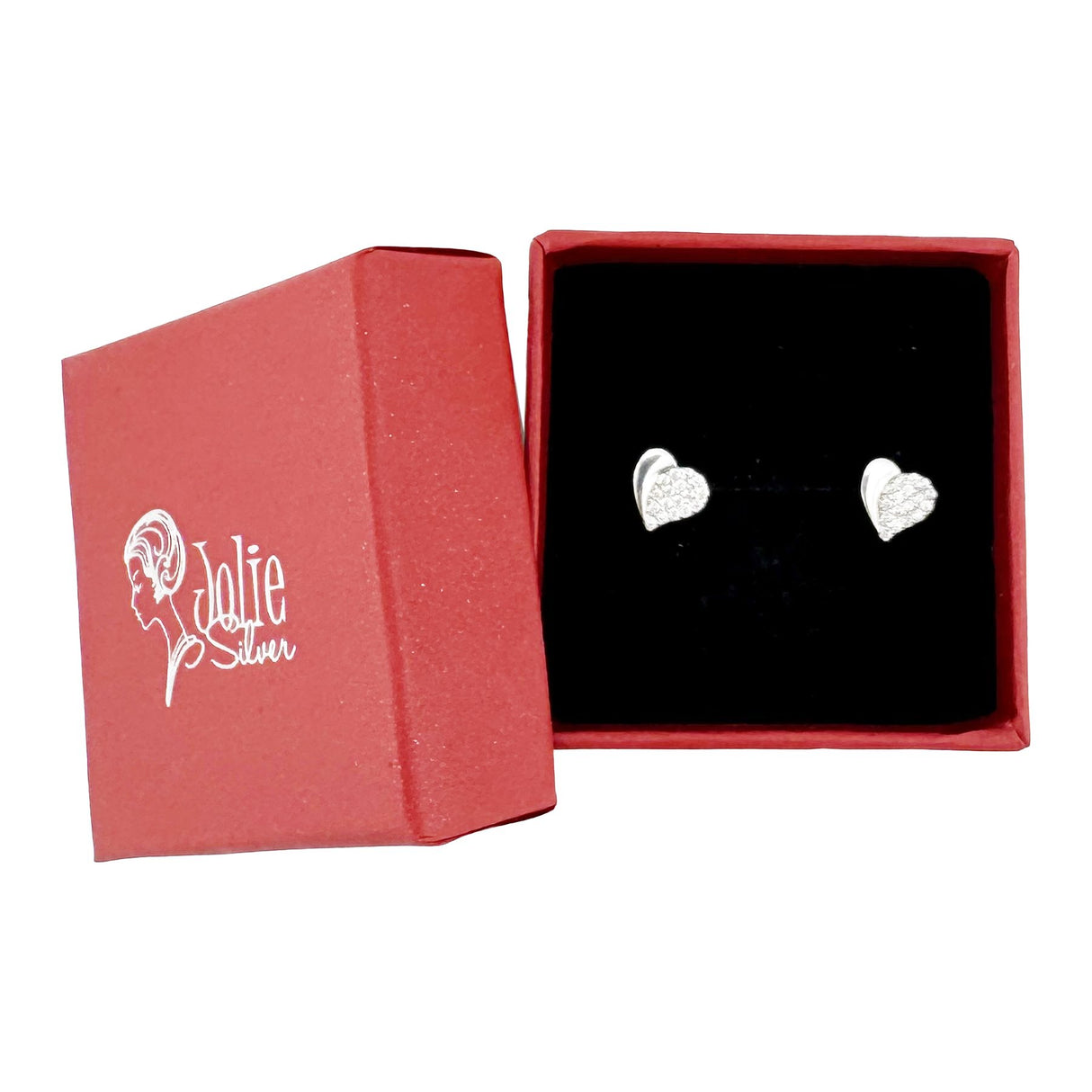 Cercei Dama Copii, Jolie, Argint 925, Model Inimioara cu Pietricele, 1.5 g, Argintiu - vivimall.ro