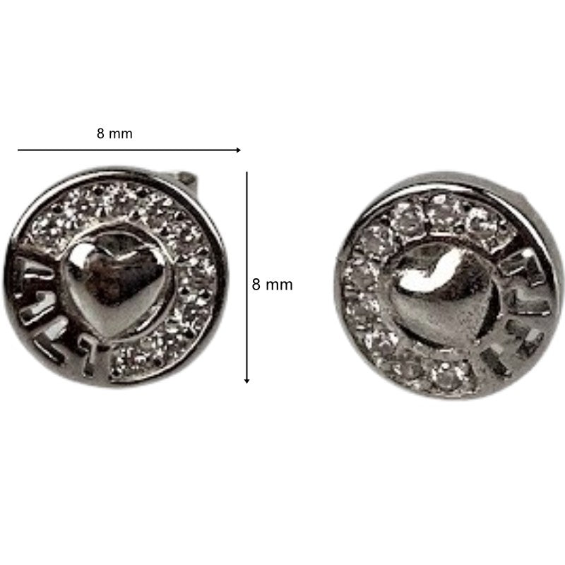 Cercei din Argint 925 Jolie Silver, Model Inima in Cerc, 8 x 8 mm, 1.6 g - vivimall.ro