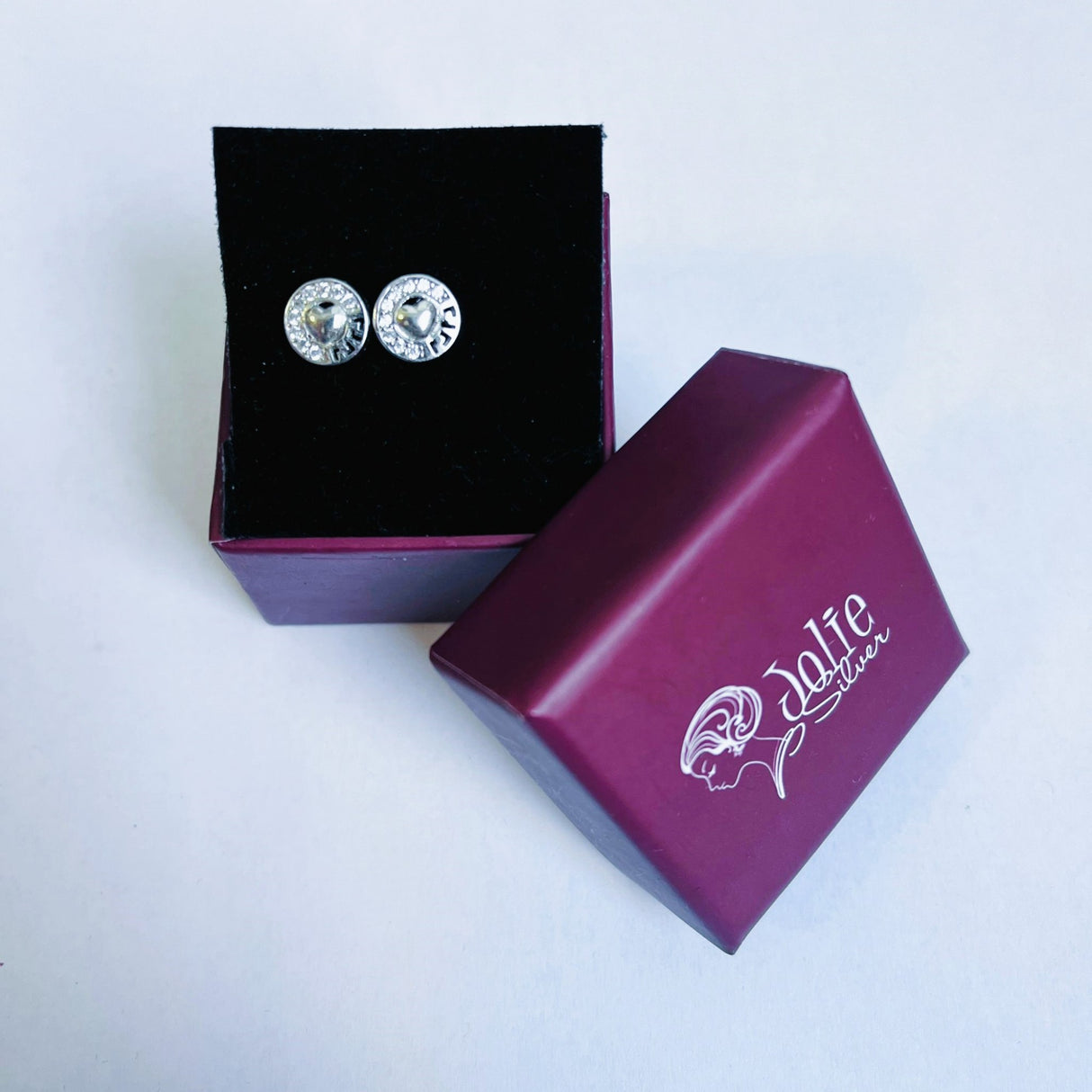 Cercei din Argint 925 Jolie Silver, Model Inima in Cerc, 8 x 8 mm, 1.6 g - vivimall.ro