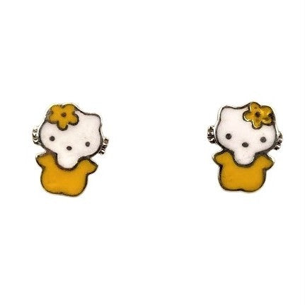 Cercei pentru Copii din Argint 925, model Pisicuta Galben - vivimall.ro