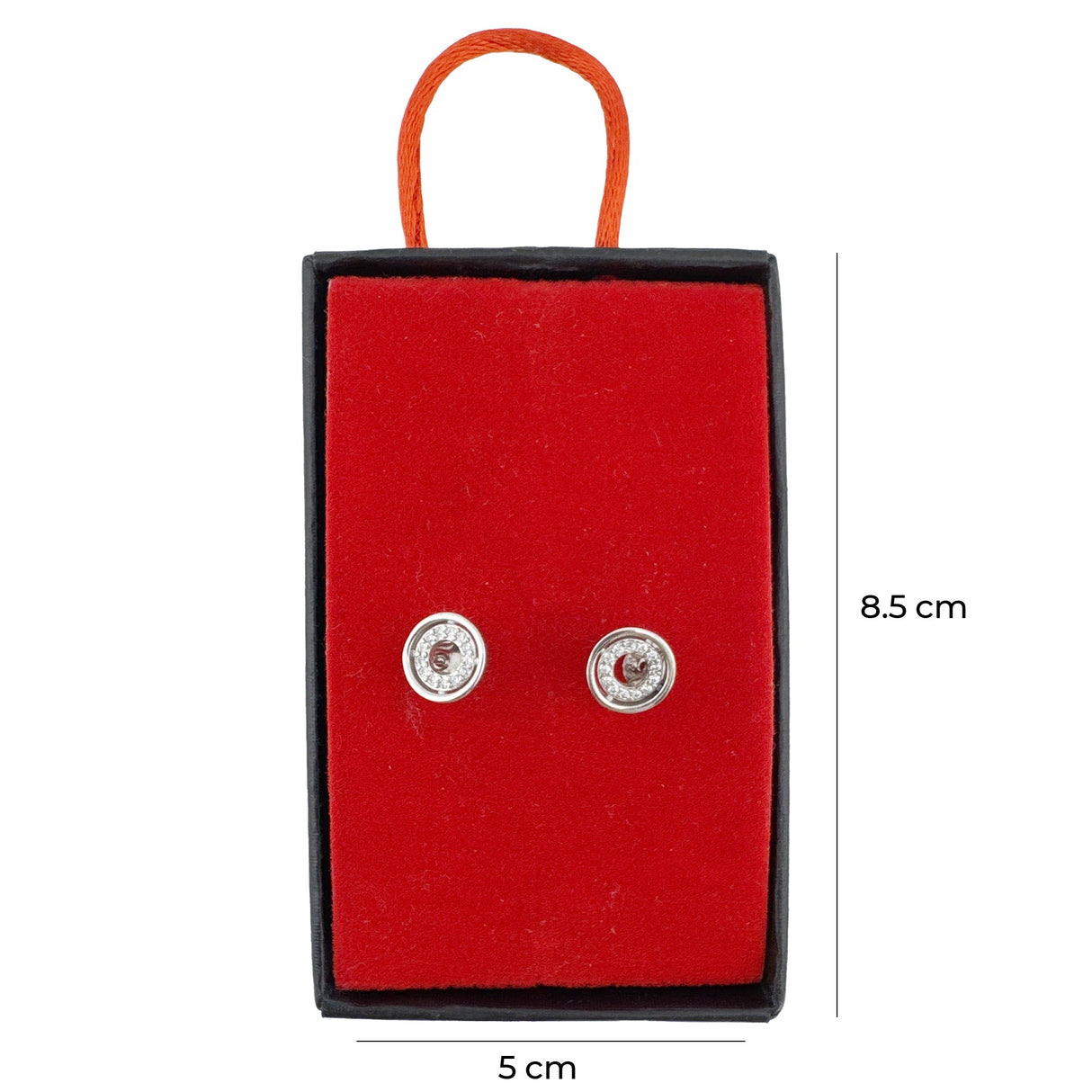 Cercei pentru Dama Argint 925, Jolie, Model Rotund Dublu cu Zirconii, 1.31 g, Argintiu - vivimall.ro