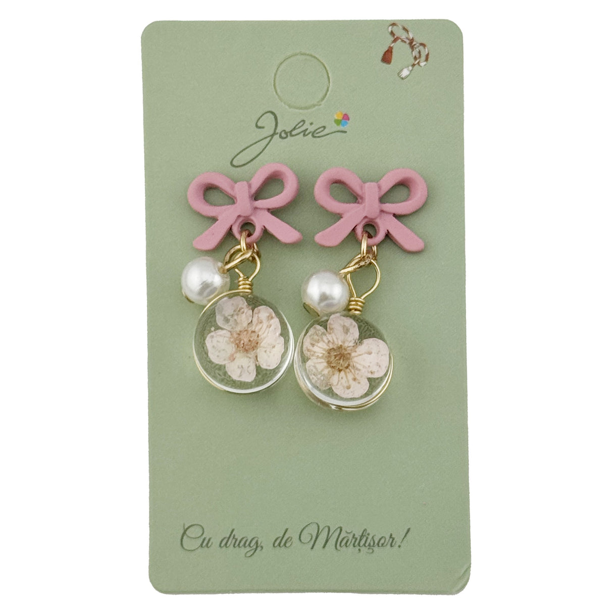 Cercei Dama de Primavara, Jolie, Model Floare in Glob, Eleganti si Moderni, 3 x 1 cm per unitate, Roz - vivimall.ro