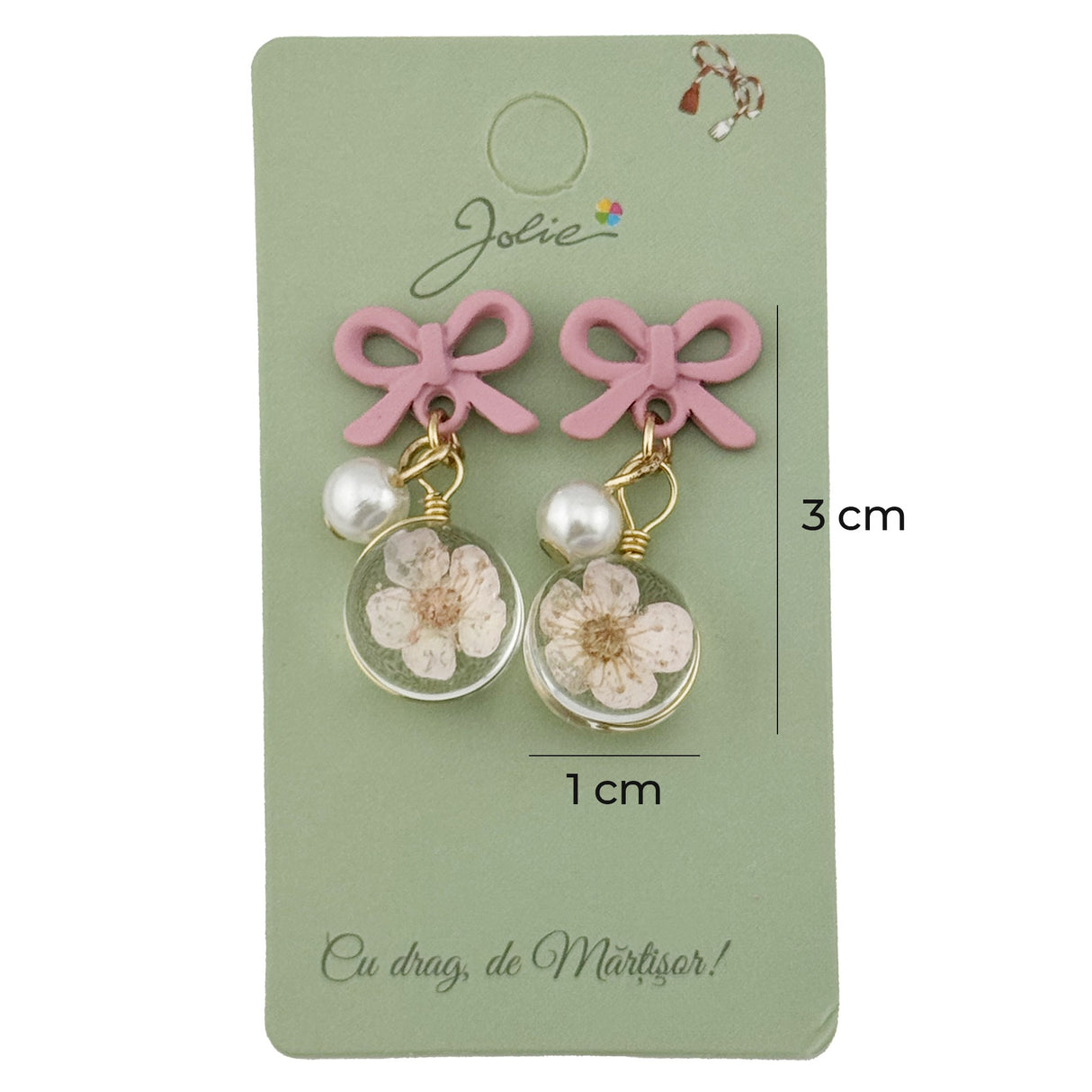 Cercei Dama de Primavara, Jolie, Model Floare in Glob, Eleganti si Moderni, 3 x 1 cm per unitate, Roz - vivimall.ro