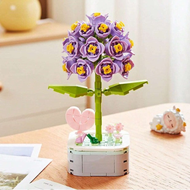 Set de Constructie Zambila in Ghiveci, Vivimall, 4 Ani, Ornament Creativ, 16.5x6.2 cm, Mov - vivimall.ro