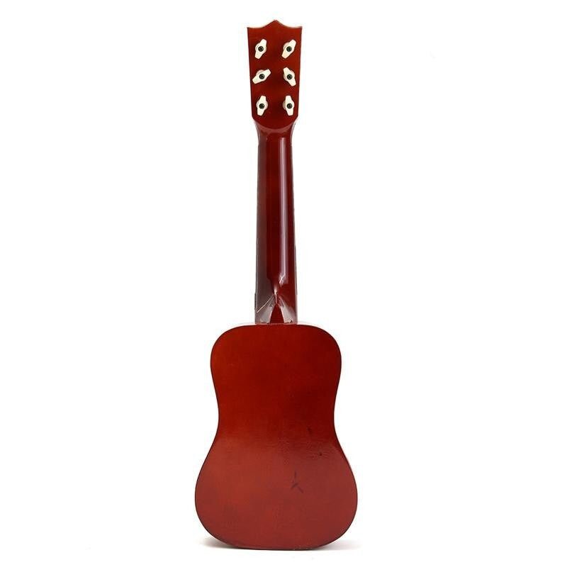 Detaliu corzi nailon chitară copii Vivimall, 6 corzi, dimensiune 53,4 x 17,5 cm, finisaj maro lucios