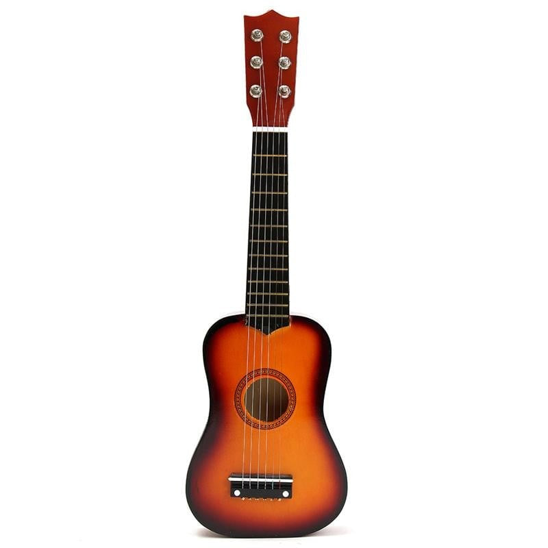 Chitară pentru copii din lemn și plastic, maro lucios, 53,4 cm, 6 corzi nailon – vedere frontală