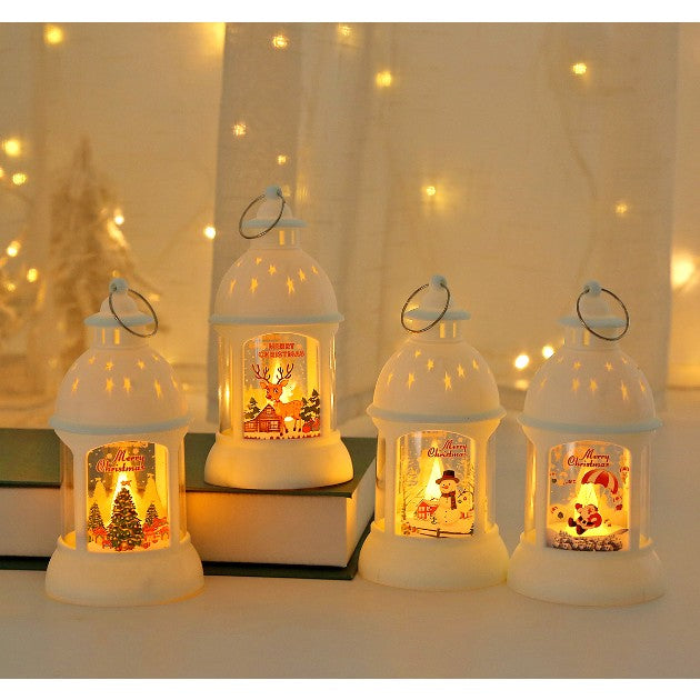 Decoratiune de Craciun, Flippy, Model Sfesnic de Birou, Ren, din Plastic, cu Inel de Agatat, 6.8 x 13.5 x 2 cm, Alb