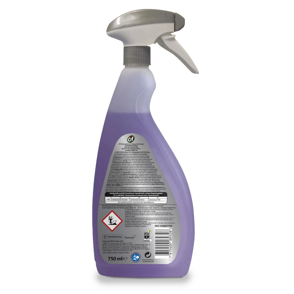 Pachet CIF Professional 2-in-1 Detergent Dezinfectant Lichid, 6×0.75 L - vivimall.ro