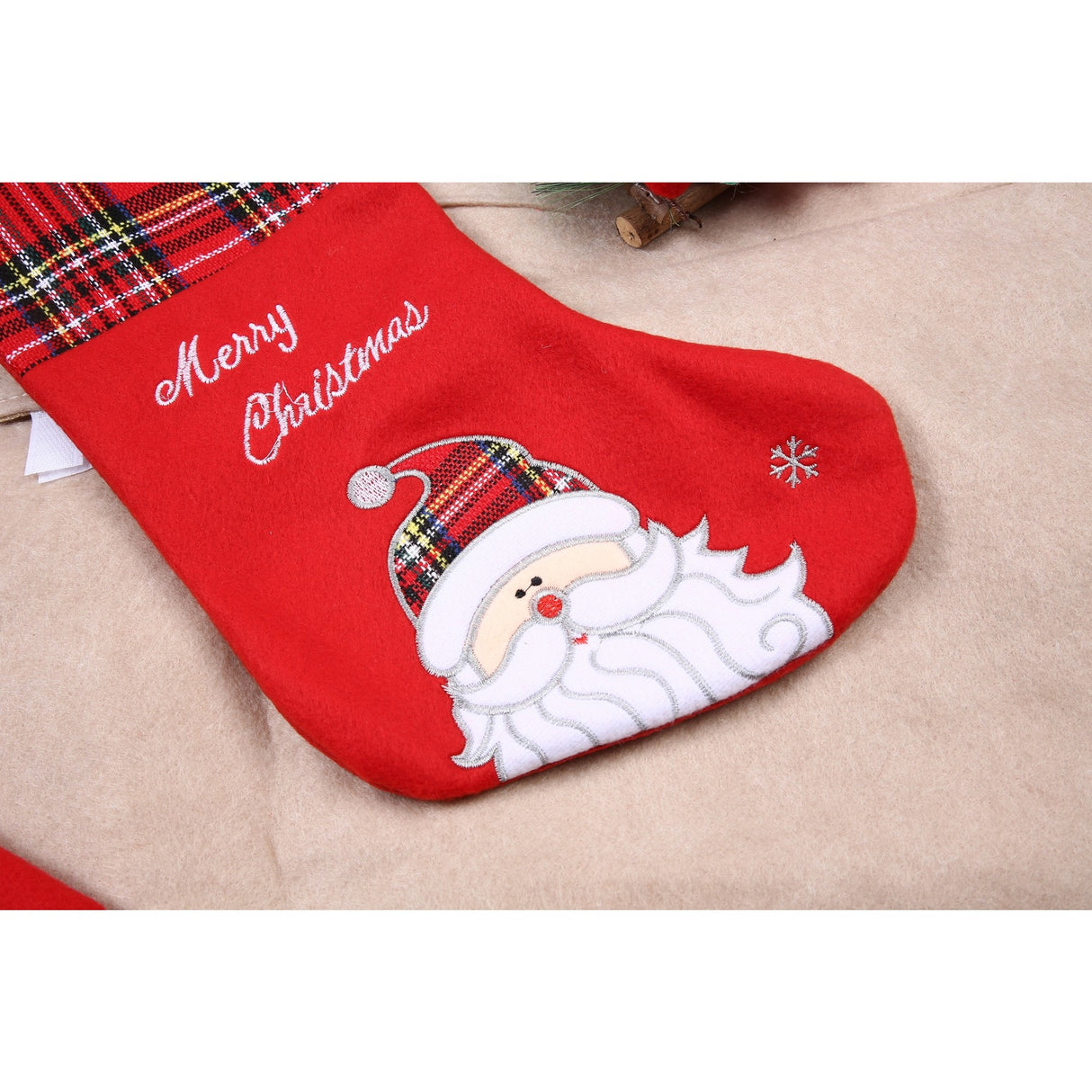 Ciorap Cadouri, culoare rosie, imprimeu Mos Craciun ,marimea 15x30 cm, Flippy - vivimall.ro