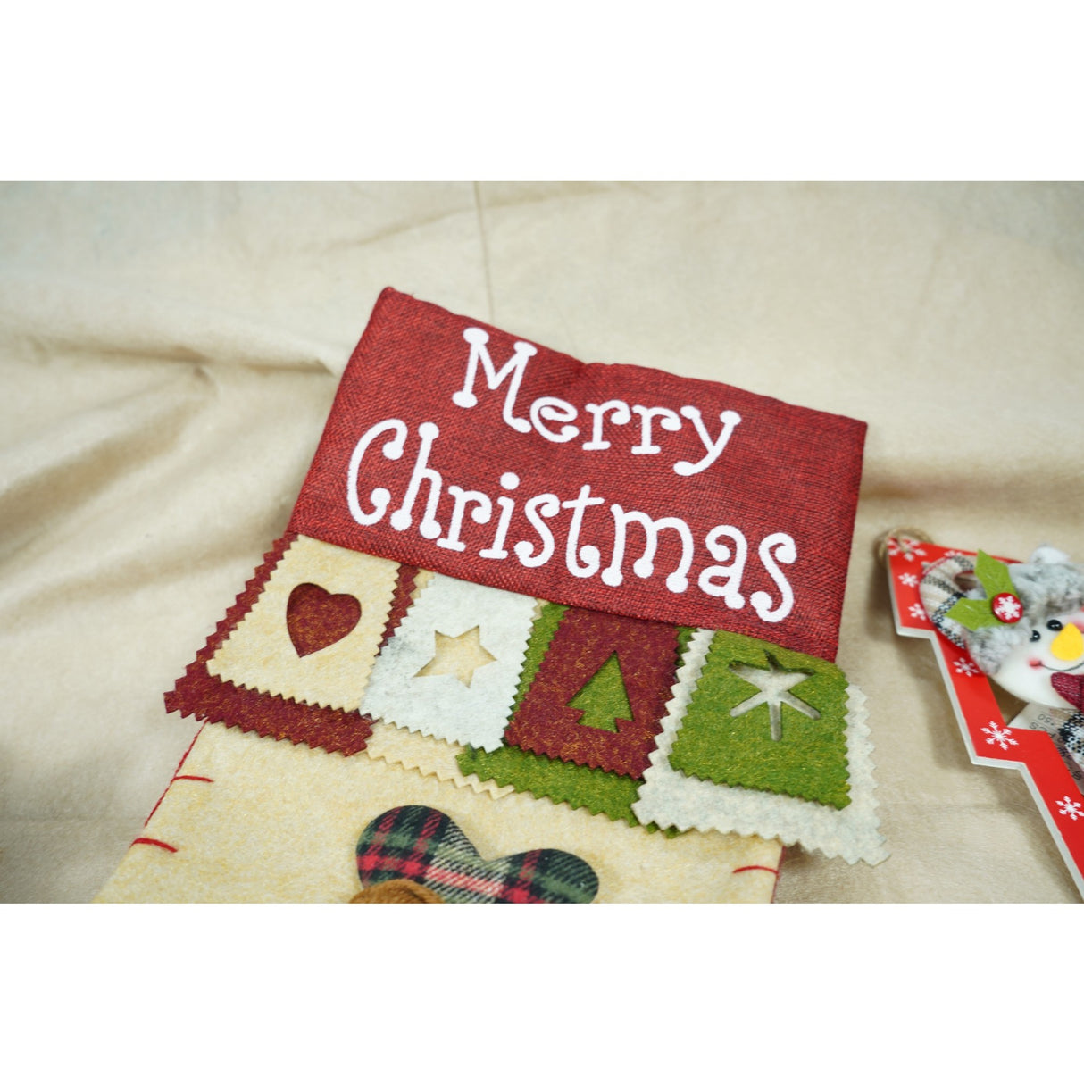 Ciorap Cadouri, Flippy,cu model om de zapada,crem, marimea 20x40 cm, textil, interior - vivimall.ro