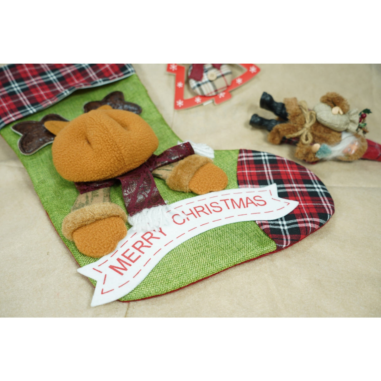 Ciorap Cadouri, Flippy,cu model ren,verde, marimea 23x45 cm, textil, interior - vivimall.ro