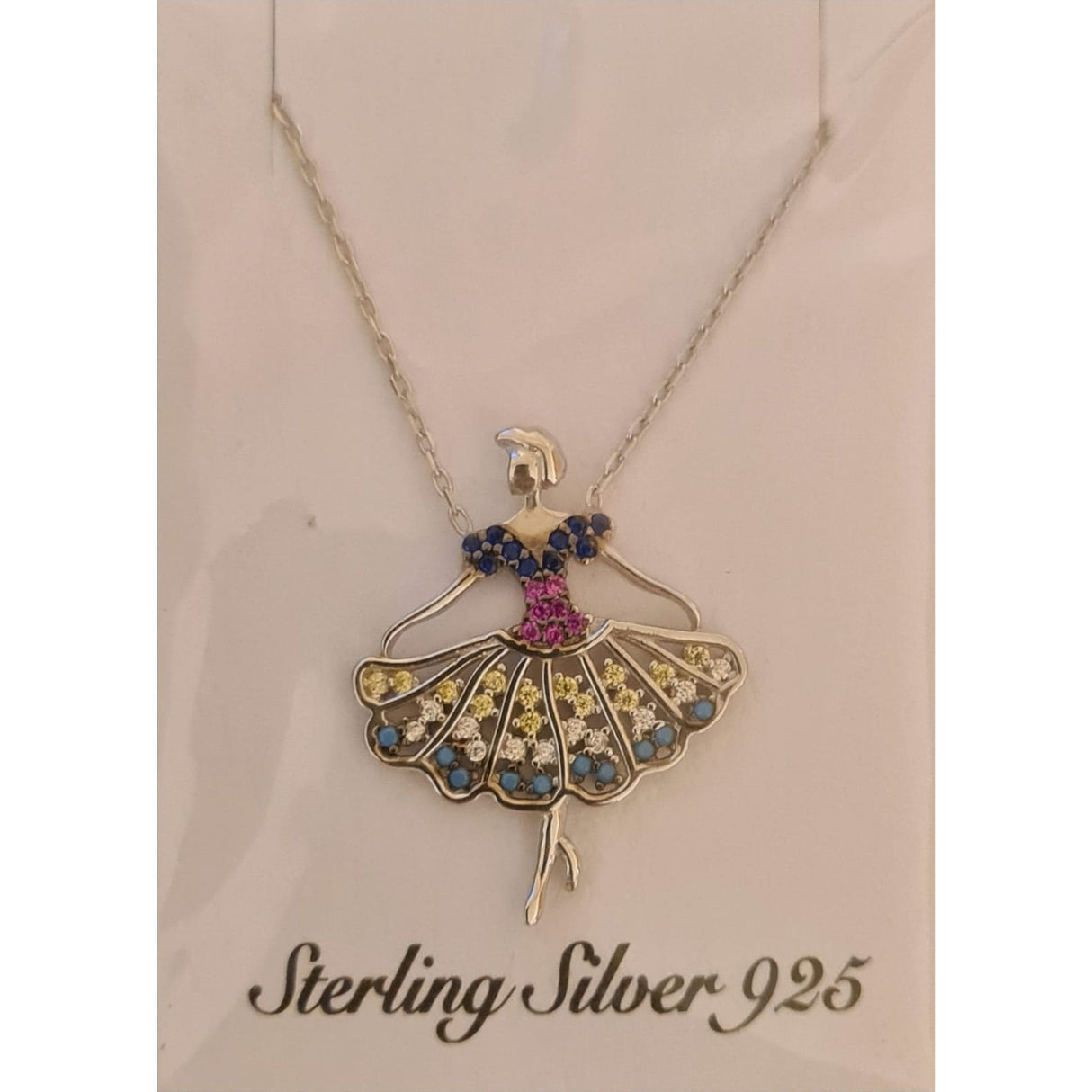 Colier Argint 925 Balerina cu Zirconiu, Colorata